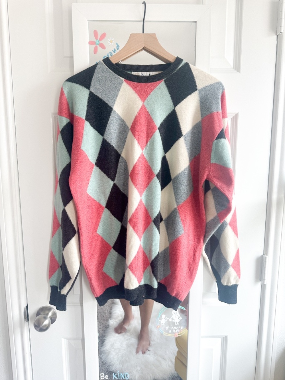 Pringle of Scotland Size M Cashmere Blend Argyle Crewneck Sweater Unisex